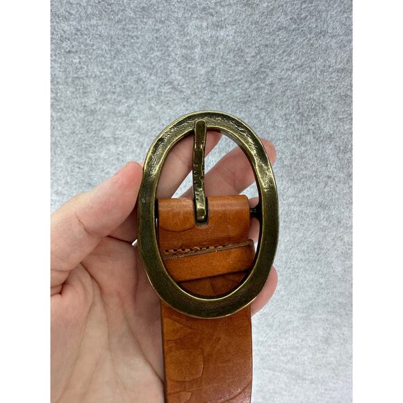 Coldwater Creek Women’s sz S Genuine Leather Elephant Embossed Belt Brown - Picture 7 of 10